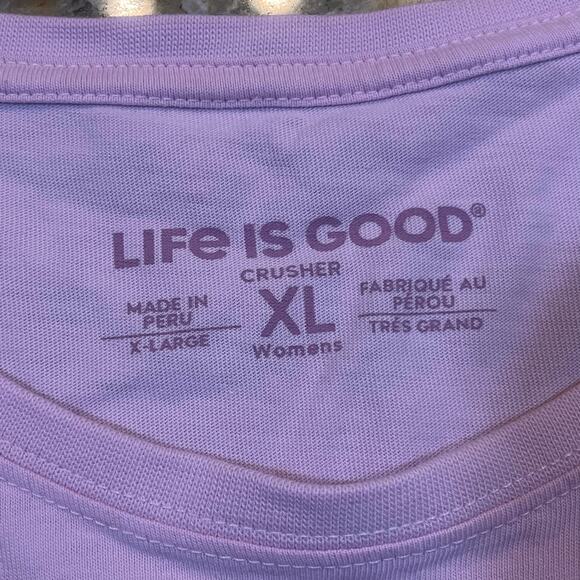 Life is Good Womens XL Candy Cane Short Sleeve T-Shirt Purple Winter Simple - Picture 3 of 6